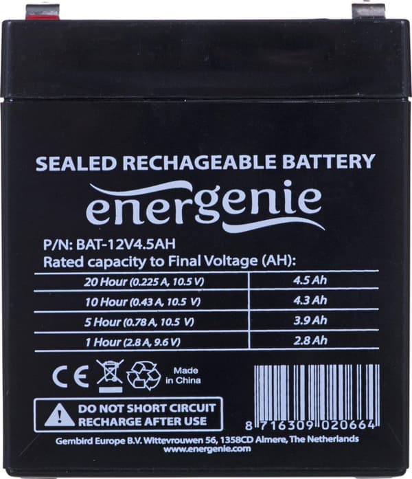 EnerGenie BAT-12V4.5AH - Batteri 12V 4.5AH