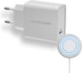 Miniatyrbild 1 av 6: RealPower PC-MagSet - 20W USB-C snabbladdare - väggladdare inkl magnetisk laddningskabel med trådlös laddningsplatta - vit