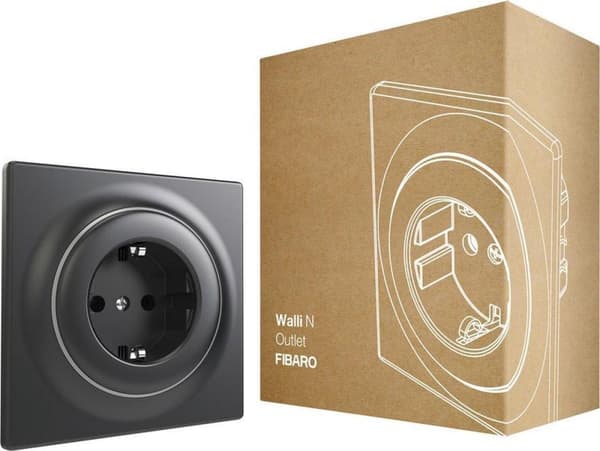 FIBARO Walli N Udtag type F - Antracit - Klassisk grundelement Sort