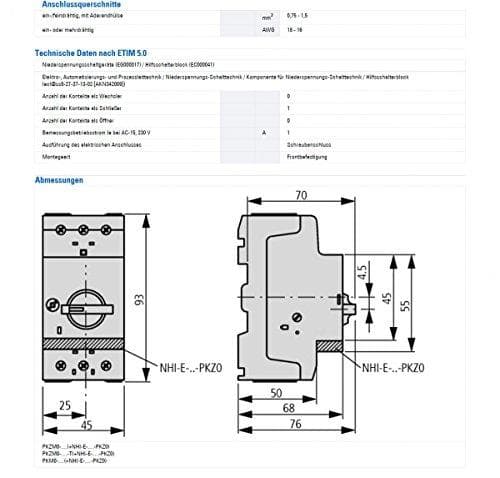 Eaton (Moeller) Standard Alhilf Switch NHI E-10 PKZ0