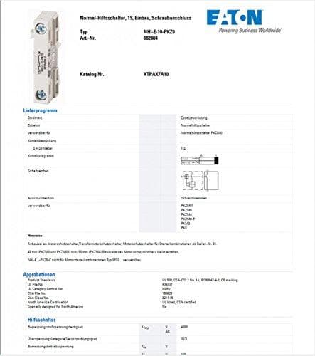 Eaton (Moeller) Standard Alhilf Switch NHI E-10 PKZ0