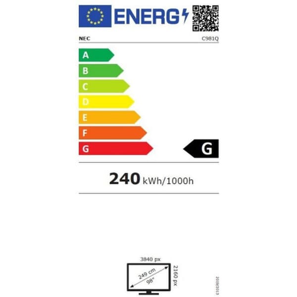 Skærm Videowall NEC C981Q 98" LED