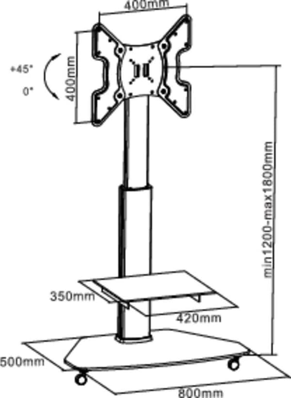 SpeaKa Professional SP-TVRW-01 TV-hållare på hjul 81,3 cm (32") - 139,7 cm (55") Tiltbar