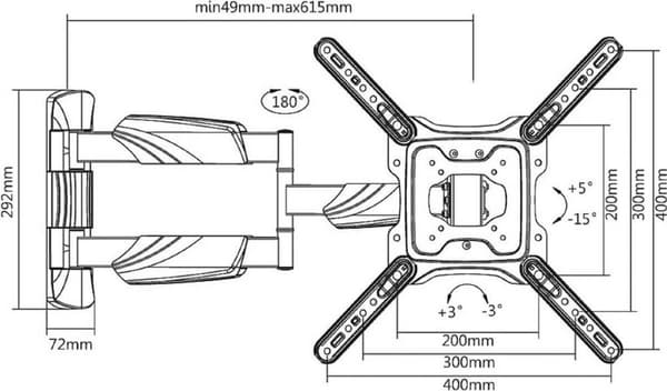 Sopar 23117 TV-ophæng 127 cm (50'') Sort