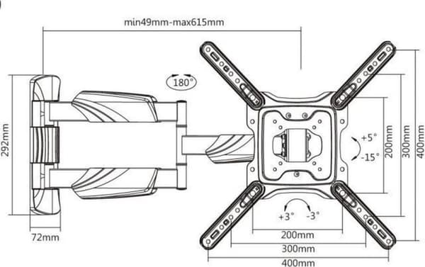 Sopar 23117 TV-ophæng 127 cm (50'') Sort
