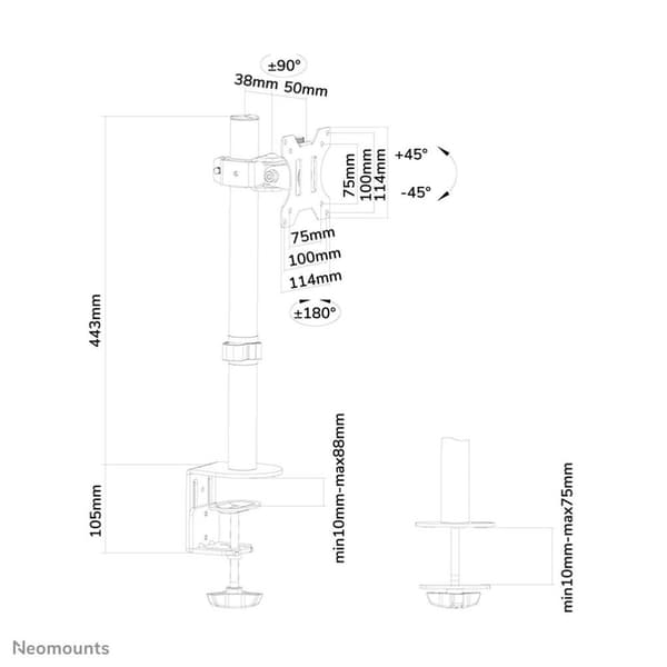 Neomounts fra Newstar FPMA-D1240BLACK skærmarm - op til 70" - Sort