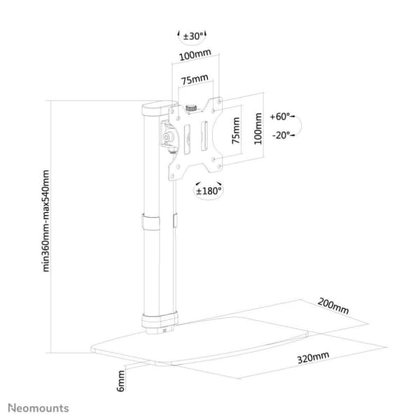 Neomounts fra Newstar FPMA-D890BLACK skærmarm - op til 30" - Sort