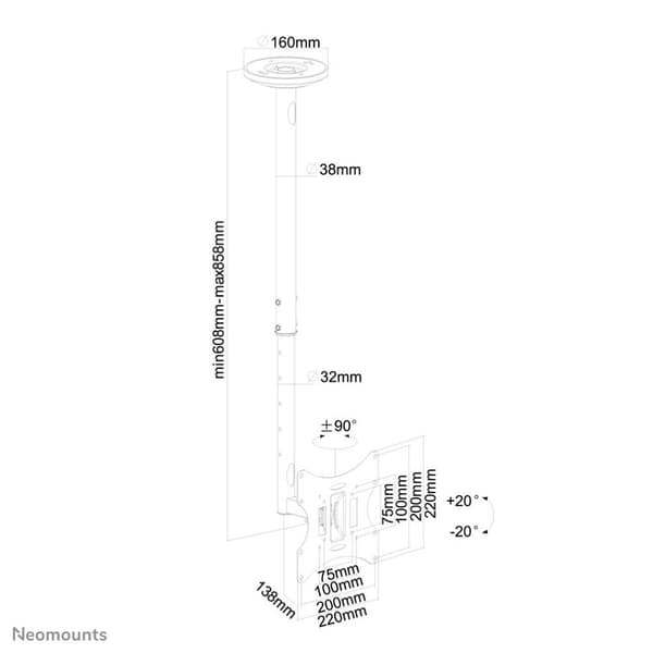 Neomounts fra Newstar FPMA-C060BLACK TV-loftmontering
