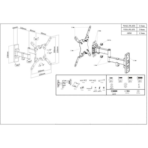 Manhattan 461405 TV-fatning 106,7 cm (42") Sort