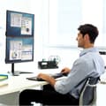 Miniatyrbillede 4 af 5: Fellowes Seasa Monitorarm 2 skærme lodret, 32 tommer, Fritstående sort
