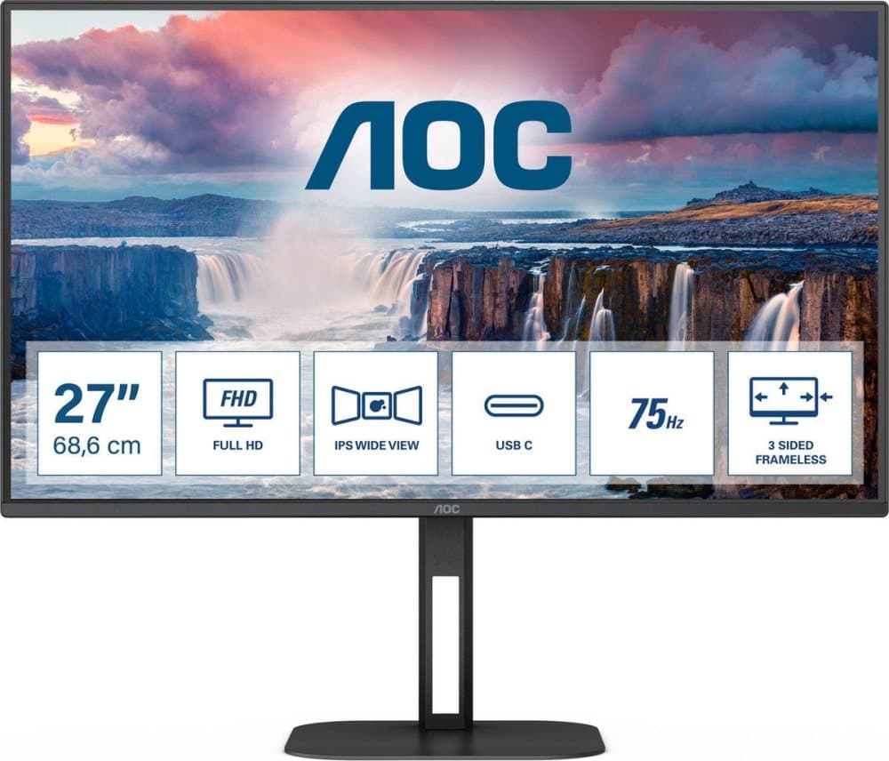 AOC V5 27V5CE 68,6 cm (27") 1920 x 1080 pixlar Full HD LED Svart