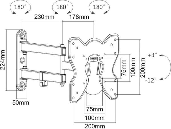 SpeaKa Professional TV-beslag 58,4 cm (23") - 106,7 cm (42") Vip og drejbar