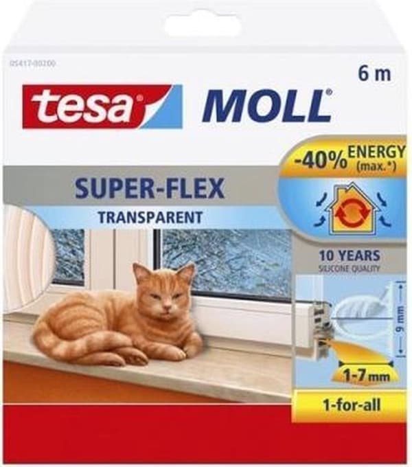 Tesa Moll Superflex Silikone - Gennemsigtig - 9 mm x 6 m