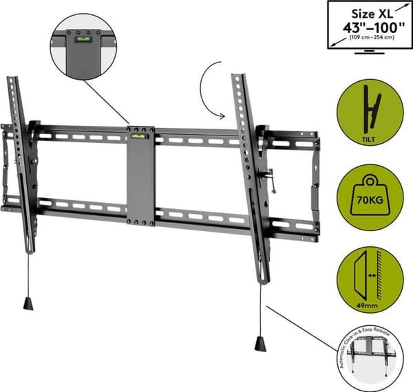 Goobay Pro -sarjan Tilt XL seinäteline jopa 100 tuuman näytöille / kiinteä