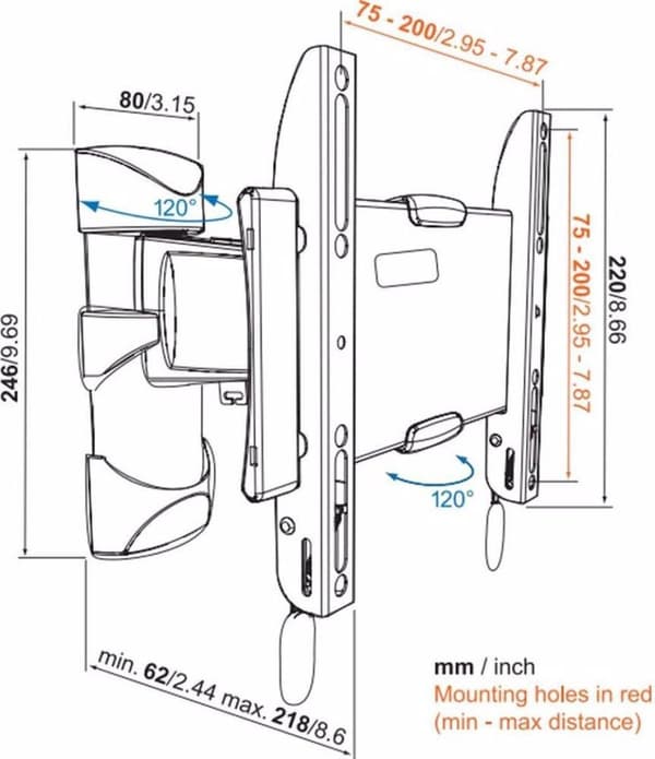 Vogel's BASE 25 S - Roterbart tv-beslag 120˚ 19"- 43"