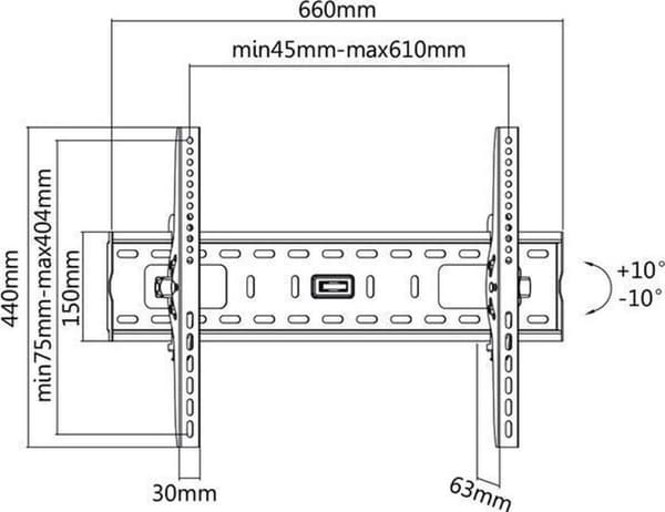 Värde 17.99.1218 TV-fäste 152,4 cm (60'') Svart