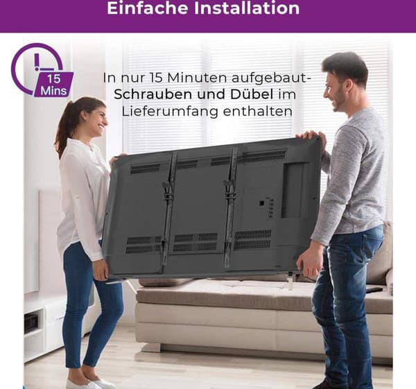 Ultron WM100 vægbeslag - TV Vægbeslag til TV fra 23" til 56" - kan vippes - maksimalt 30 Kg - VESA montering - Sort