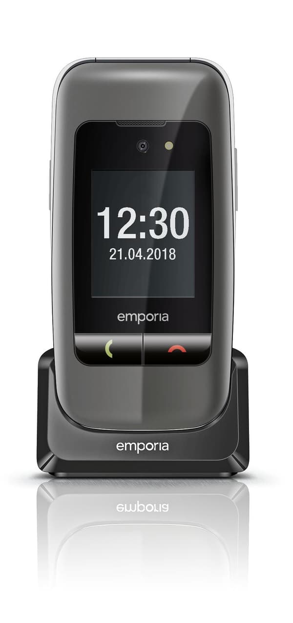 emporiaONE - Feature Phone - microSD slot - LCD-skærm - 240 x 320 pixels - bagkamera 2 MP - sølv, mellemgrå