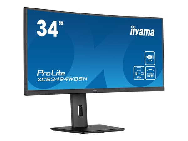 iiyama ProLite XCB3494WQSN-B5 - LED-skjerm - kurvet - 34" - 3440 x 1440 UWQHD @ 120 Hz - VA - 300 cd/m² - 3000:1 - 0.4 ms - HDMI, DisplayPort, USB-C