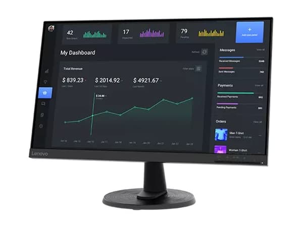 Lenovo D24-40 - LED-skjerm - 24" (23.8" synlig) - 1920 x 1080 Full HD (1080p) - VA - 250 cd/m² - 3000:1 - 4 ms - HDMI, VGA - ravnsort