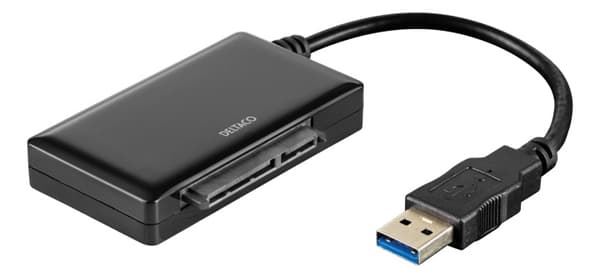 DELTACO USB 3.0 - SATA 6Gb/s sovitin, 2,5/3,5" hdd, musta musta
