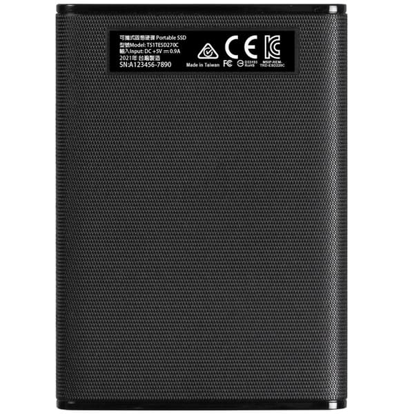 Transcend Bærbar SSD ESD270C USB-C 1 TB (R520/W460) Svart