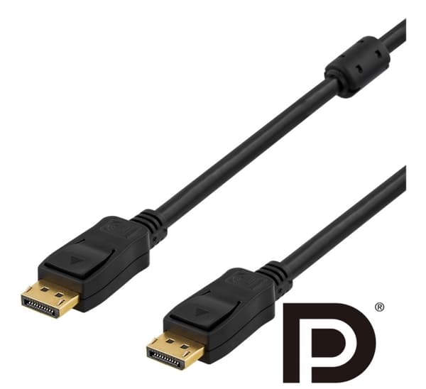 DELTACO PRIME, DisplayPort monitorkabel, 20-pin han-han, 3m, sort