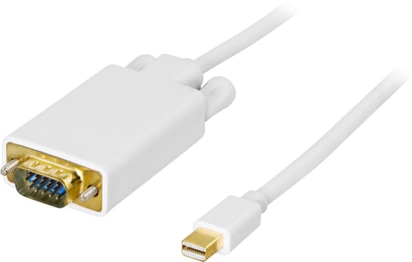 DELTACO mini DisplayPort til VGA(HD15)-kabel, ha-ha, 2 m, hvit (DP-VGA201)
