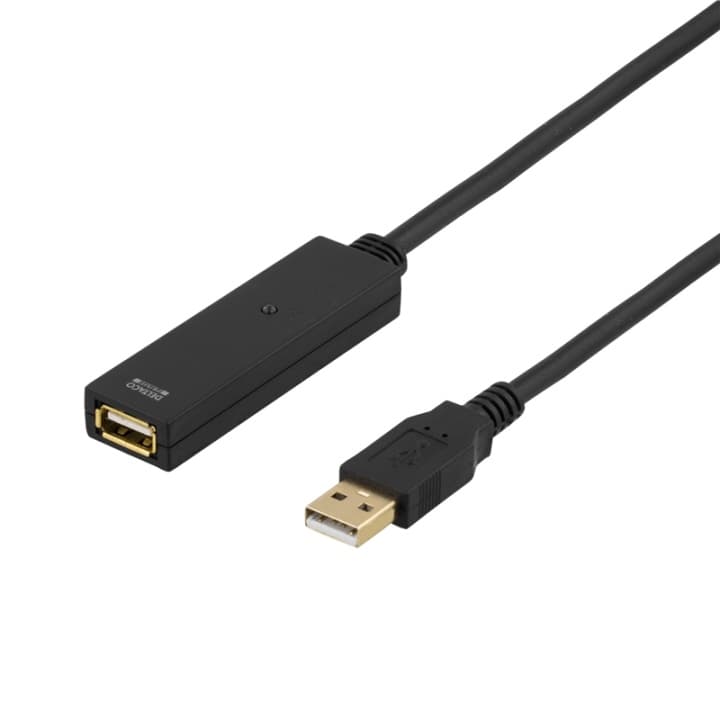 DELTACO PRIME, USB förlängningskabel, aktiv, USB 2.0, 20m (USB2-EX20M)