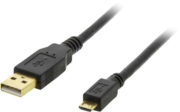 DELTACO USB 2.0 kabel Typ A ha - Typ Micro B ha, 5-pin, 2m, svart (MICRO-103)