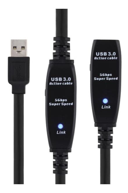 DELTACO aktiv USB 3.0-forlengelseskabel, Typ A ha - hu, 10m, svart