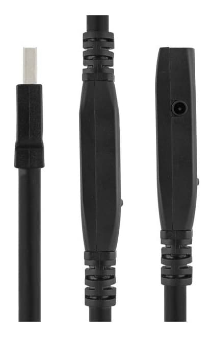 DELTACO aktiv USB 3.0-forlengelseskabel, Typ A ha - hu, 10m, svart