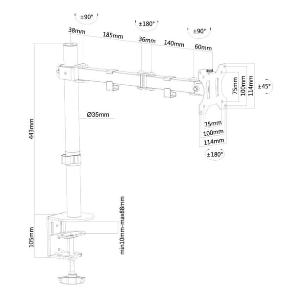 Nya Star Products FPMA-D550BLACK Monitorarm Svart