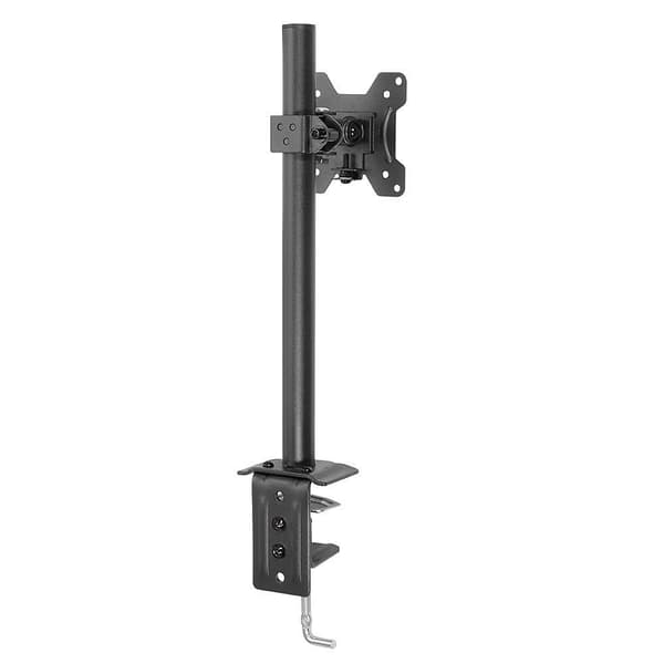 Lindy Single Display Short Bracket med - Stång & skrivbordsklämma - Skrivbordsfäste för bildskärm (justerbar arm) - Stål - Silver - Skärmstorlek: 43,2