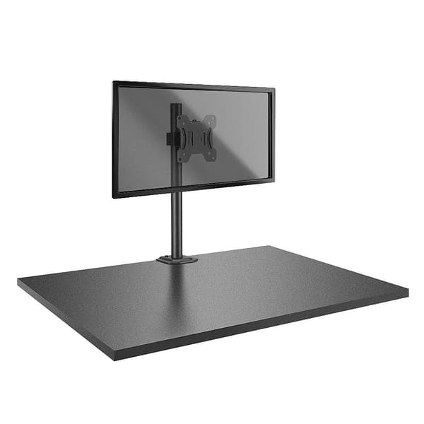 Lindy Single Display Short Bracket med - Stång & skrivbordsklämma - Skrivbordsfäste för bildskärm (justerbar arm) - Stål - Silver - Skärmstorlek: 43,2