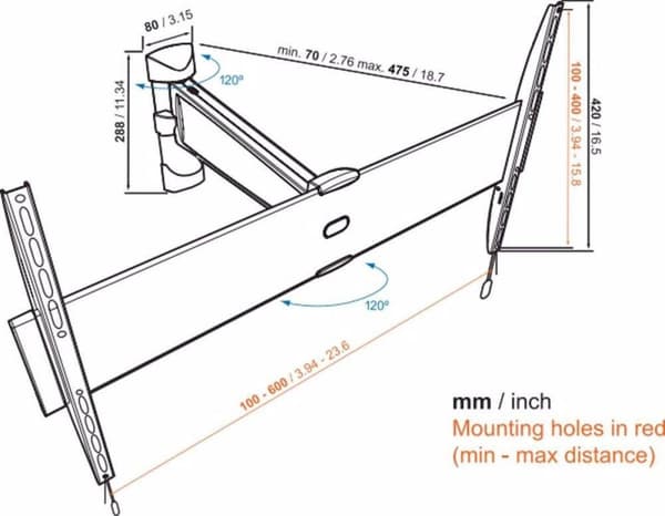 Vogel's BASE 25 L - Vægbeslag til plasma/LCD/TV - Sort - Skærmstørrelse: 101,6-165,1 cm (40"-65") - Monteringsgrænseflade: 100 x 100 mm