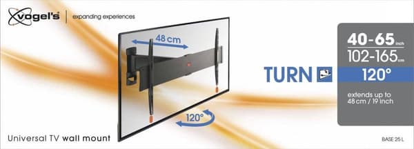 Vogel's BASE 25 L - Vægbeslag til plasma/LCD/TV - Sort - Skærmstørrelse: 101,6-165,1 cm (40"-65") - Monteringsgrænseflade: 100 x 100 mm