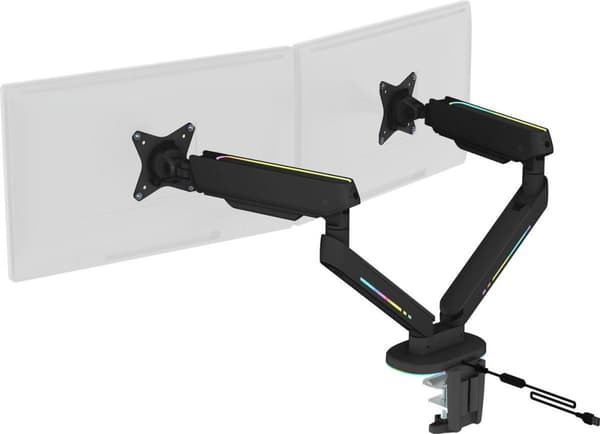 DELTACO GAMING Twin RGB Monitor Skrivebordsmontering 17" (17) - 32" (32) Vip, Drej, Roter (GAM-135)