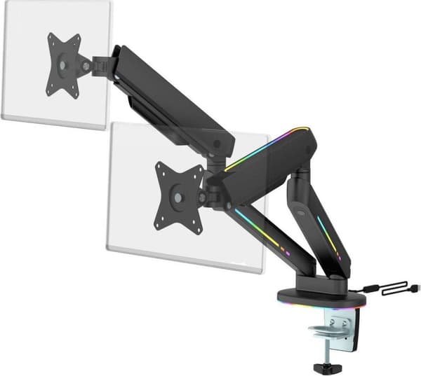 DELTACO GAMING Twin RGB Monitor Skrivebordsmontering 17" (17) - 32" (32) Vip, Drej, Roter (GAM-135)