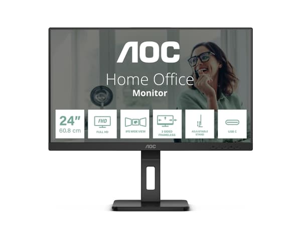 AOC 24P3CV, 60,5 cm (23.8"), 1920 x 1080 pikseliä, Fuld HD, LED, 4 ms, lajittelu musta