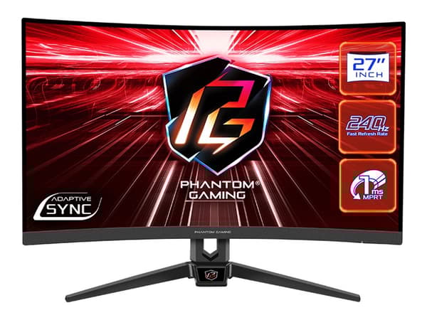 ASRock Phantom Gaming PG27F15RS1A - LED-skärm - spel - böjd - 27" - 1920 x 1080 Full HD (1080p) @ 240 Hz - VA - 300 cd/m² - 3000:1 - HDR10 - 1 ms - 2