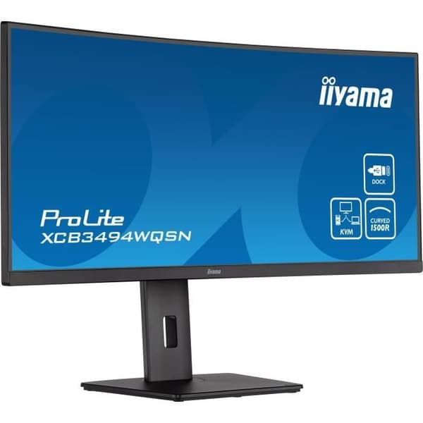 Burvad PC -skärm - IIYAMA XCB3494WQSN -B5 - 34 UWQHD - VA DAL - 0,4 ms - 120Hz - HDMI / DisplayPort / USB / KVM / Docking USB -C - Sort