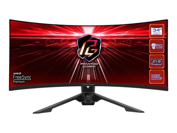 Asrock PG34WQ15R3A, 86,4 cm (34"), 3440 x 1440 pikseliä, Wide Quad HD, OLED, 1 ms, Musta musta