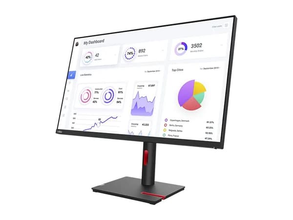 Lenovo ThinkVision T32p-30 - LED-skjerm - 31.5" - 3840 x 2160 4K - IPS - 350 cd/m² - 1000:1 - HDR10 - 4 ms - HDMI, DisplayPort, USB-C - ravnsort - Ca