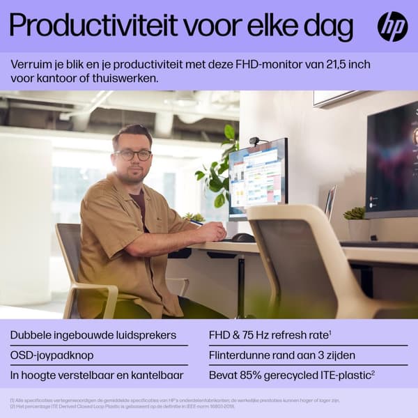 HP P22h G5 54,6 cm (21,5") 1920 x 1080 pikseliä Full HD musta