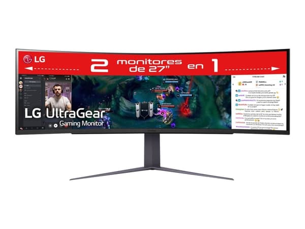 LG UltraGear 49GR85DC-B - LED-skärm - spel - böjd - 49" - 5120 x 1440 Dual Quad HD @ 240 Hz - VA - 450 cd/m² - 2500:1 - DisplayHDR 1000 - 1 ms - 2xHD Svart