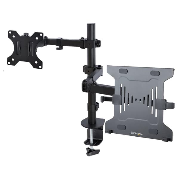 StarTech.com skærmarm med VESA bærbar beslag, bordholder til enkelt skærm (maks. 32"/8 kg) og bærbar computer (maks. 4,5 kg), justerbar bærbar arm og Sort