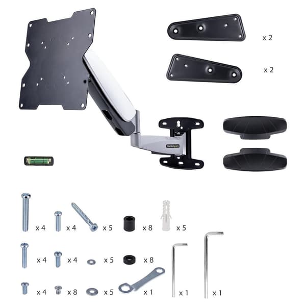 StarTech.com Vægmonterbar VESA TV-arm, Justerbar Full Motion TV-vægbeslag til 23"-55" skærme, Kompakt skærmarm, 30 kg vægtkapacitet, Udtrækkelig/vippe