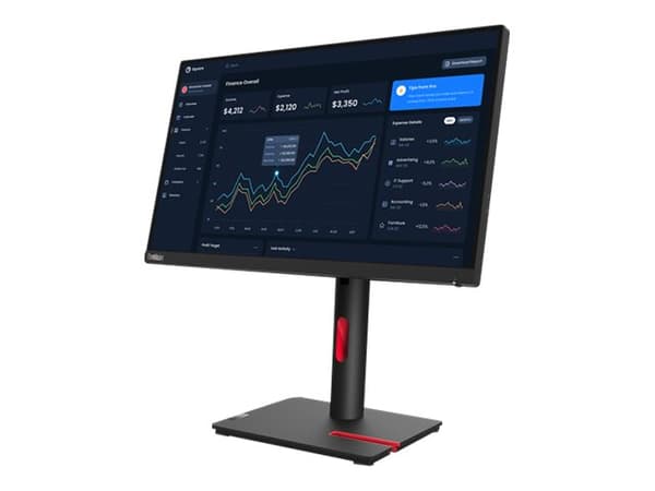 Lenovo ThinkVision T23i-30 - LED-skjerm - 23" - 1920 x 1080 Full HD (1080p) @ 60 Hz - IPS - 250 cd/m² - 1000:1 - 4 ms - HDMI, VGA, DisplayPort - ravn Sort
