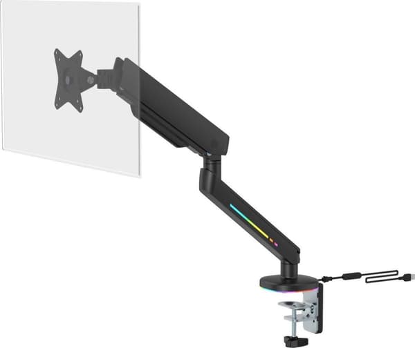 DELTACO GAMING RGB Enkeltskærms bordholder 17" (17) - 32" (32) Vip, Drej, Roter (GAM-134) Sort